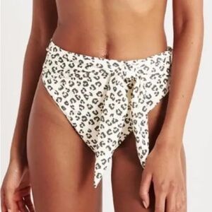 EUC - Abercrombie & Fitch High Waisted One Shoulder Bikini - Cheetah - Medium